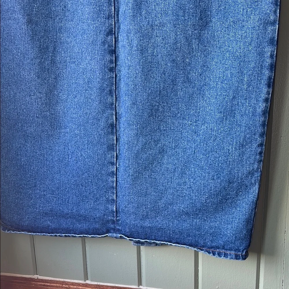 Vintage 90s USA Made Denim Midi Skirt Women 16 High Rise Blue Jean Skirt Normcor